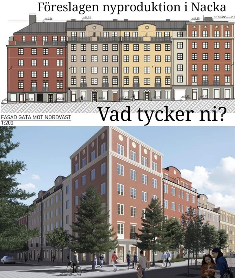 Ett nytt klassiskt inspirerat kvarter längs Värmdövägen i Nacka. Bygget planeras intill det nya kvarteret mitt emot Nacka Forum. Byggstart senare i vår.