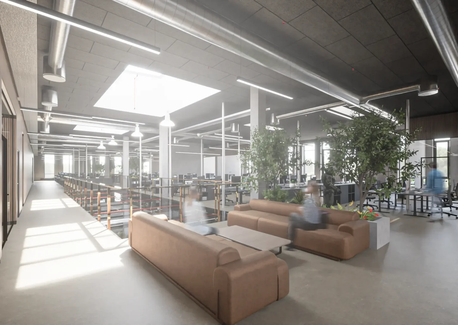 Interiør i Coolshops administrationsbygning i Nørresundby med åbent kontormiljø og arbejdszoner