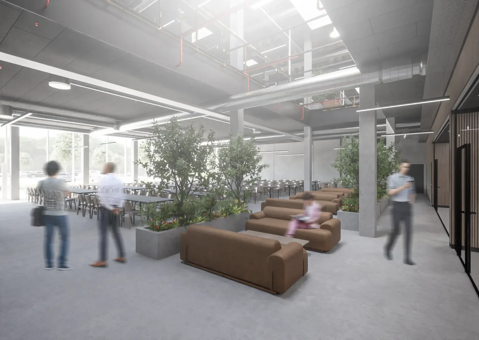 Interiørvisualisering af kontor og opholdszone i Coolshops nye kontorbygning i Nørresundby