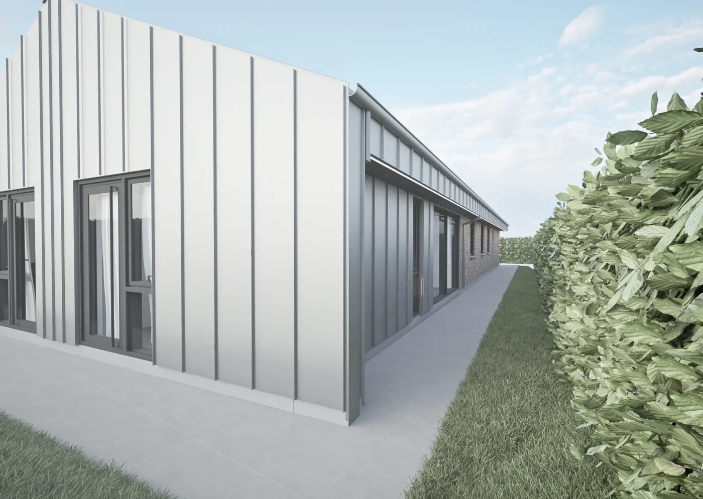 Facade i klikfals på tilbygning, Villa S10 i Klarup
