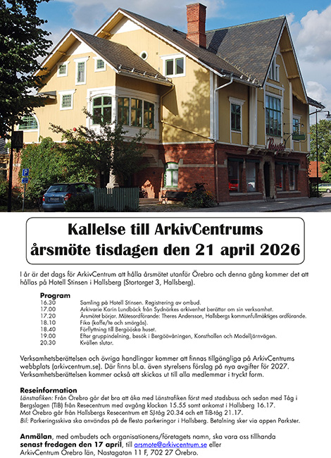 Kallelse till ArkivCentrums årsmöte