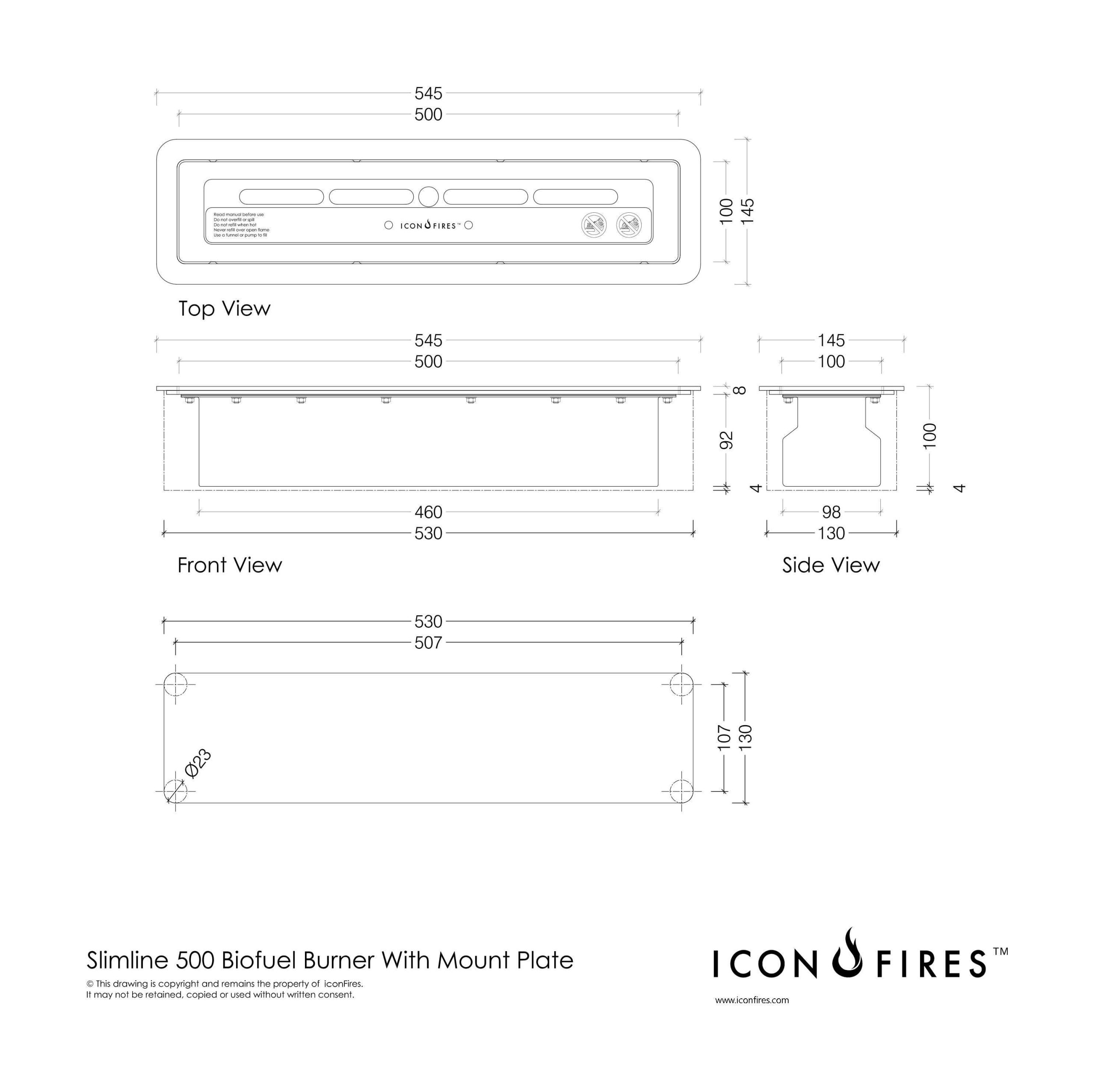 Icon Fires Slimline brander 500mm-line_image
