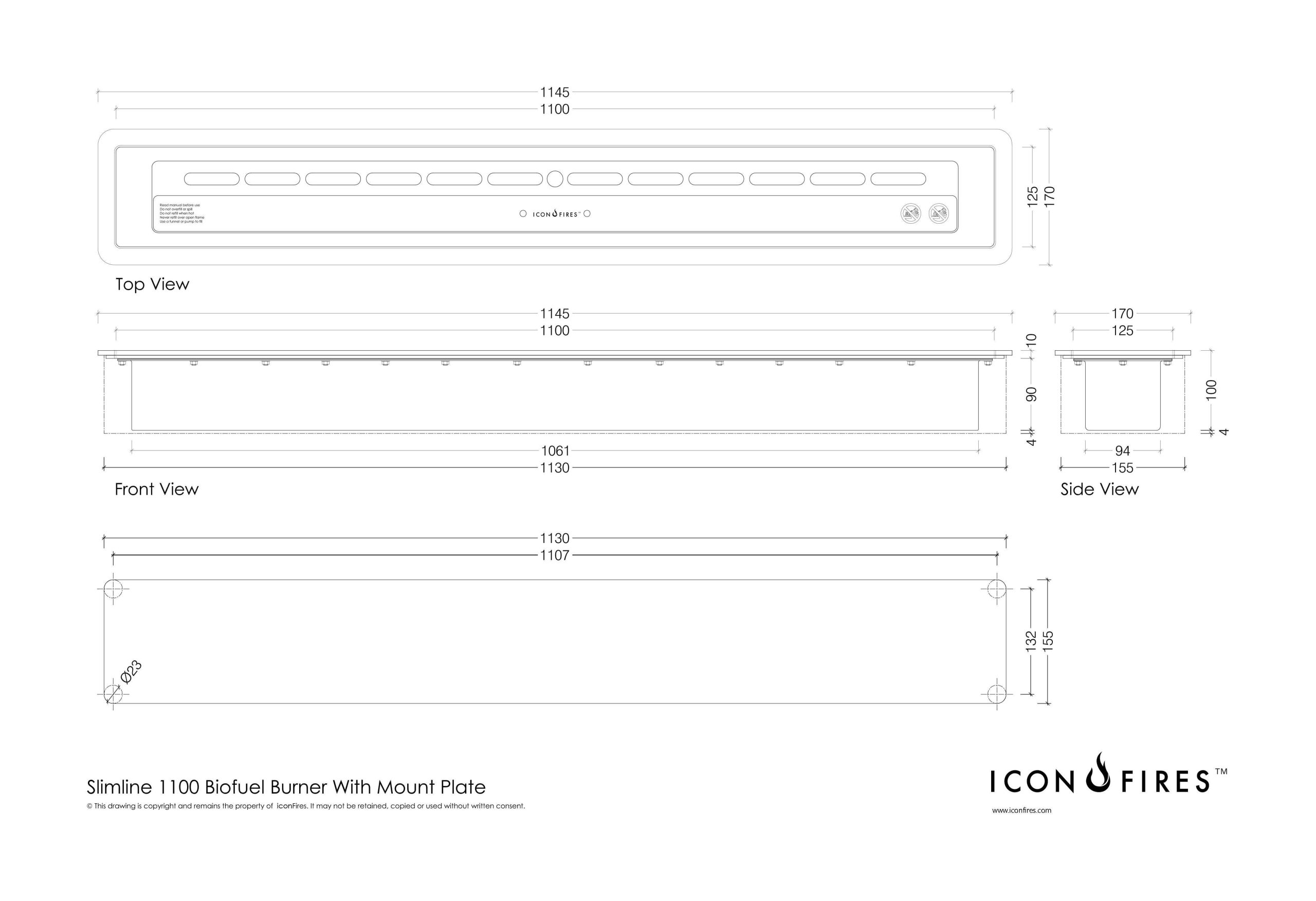 Icon Fires Slimline brander 1100mm-line_image