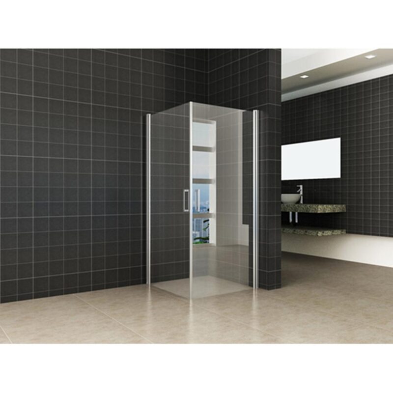 Wiesbaden Uni douchecabine met 2 draaideuren 100x100 cm chroom met helder glas 8mm NANO