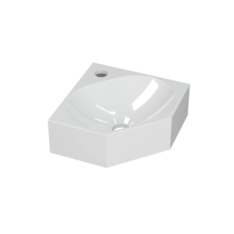 INK - Hoekfontein polystone met 1 kraangat - Glans wit - 270x270x100