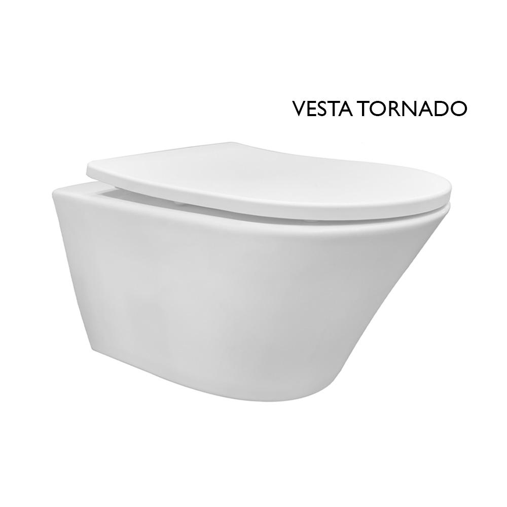 Vesta Rimless Wandcloset Tornado Flush Glans Wit Met Shade Slim ...