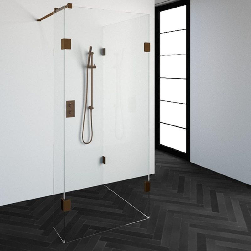 Just Creating - Complete Profielloze Inloopdouche Reversed 100x90/30 Koper geborsteld