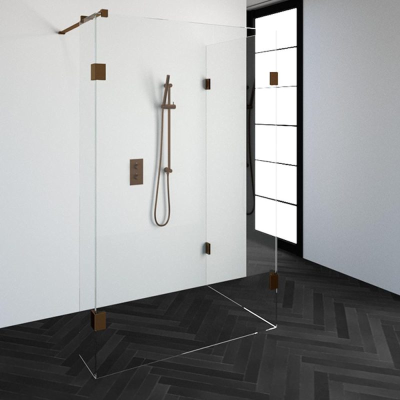 Just Creating - Complete Profielloze Inloopdouche Reversed 90x130/30 Koper geborsteld