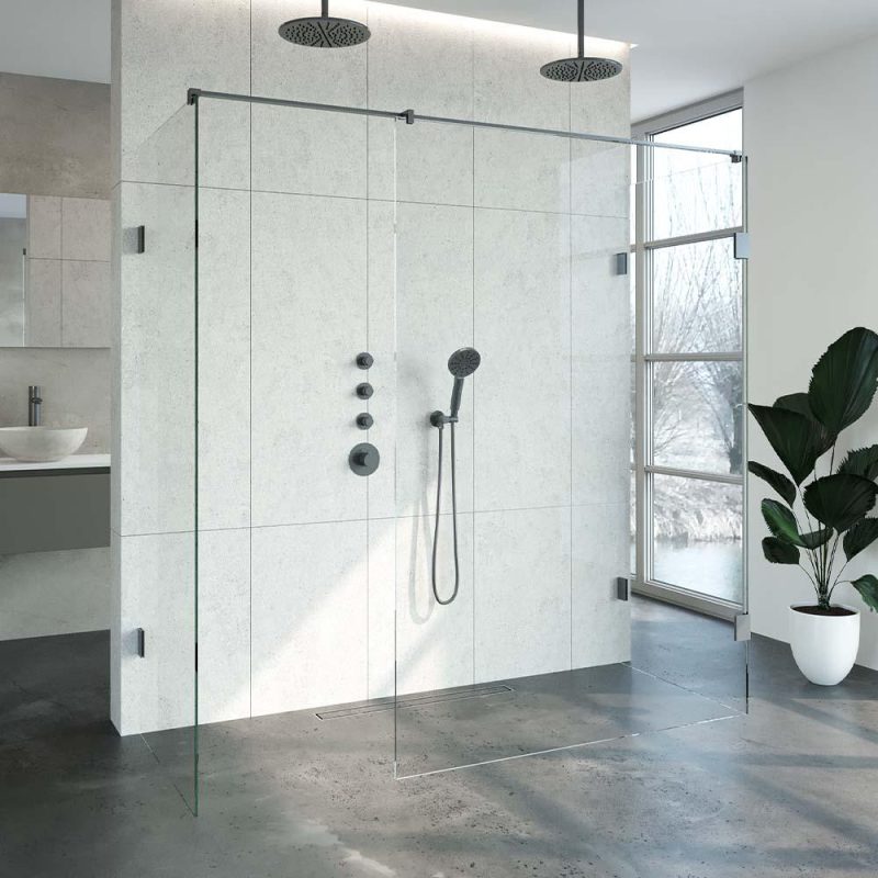Just Creating - Complete Profielloze Inloopdouche XL 80x200 Gunmetal geborsteld