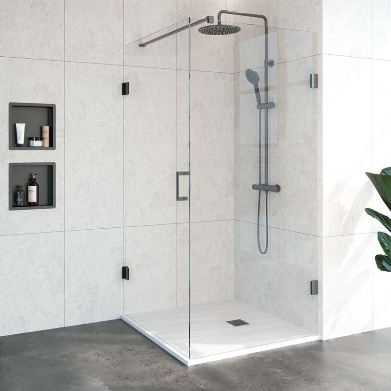 Just Creating - Complete Profielloze Douchecabine 2-delig 100x100 Gunmetal geborsteld