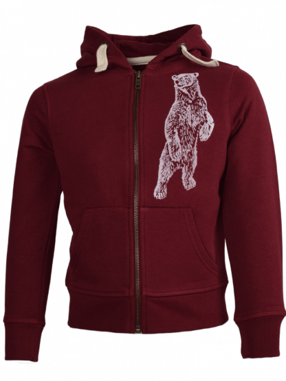 Rits hoodie Ijsbeer kind biokatoen rood bordeaux