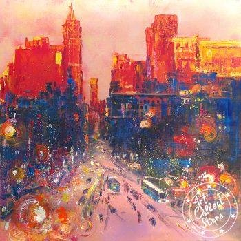 Art Collect - Genevieve Duc - Un quartier de New York ? Vue de nuit