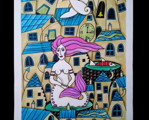 Obra, La Sirena, su pez mascota y su papalote de Davide Mantovani