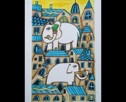 Obra, El pequeño pueblo de los elefantes, de Davide Mantovani