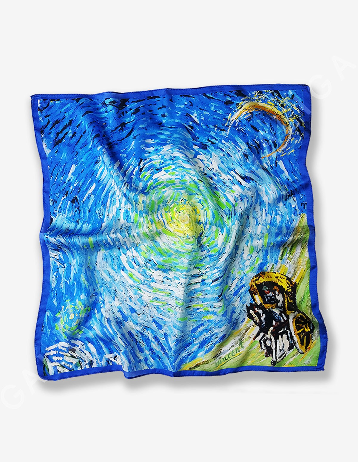 Vincent Van Gogh Starry at Eddy Tablo İpek Fular 55x55