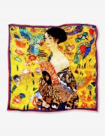 Gustav Klimt's Yelpazeli Kadın Tablo İpek Fular 55x55