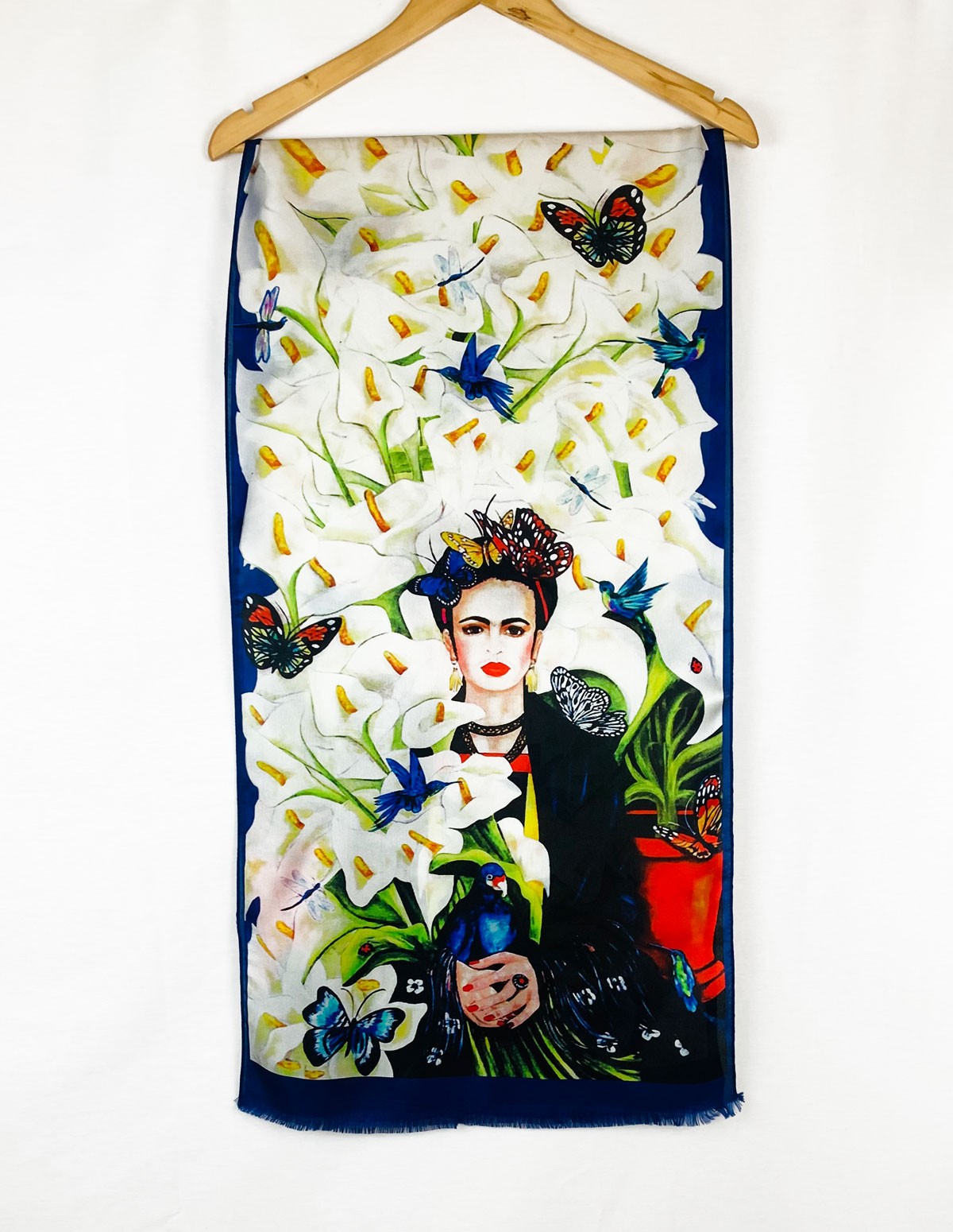 Frida Kahlo Flowers İpek Şal 45x165