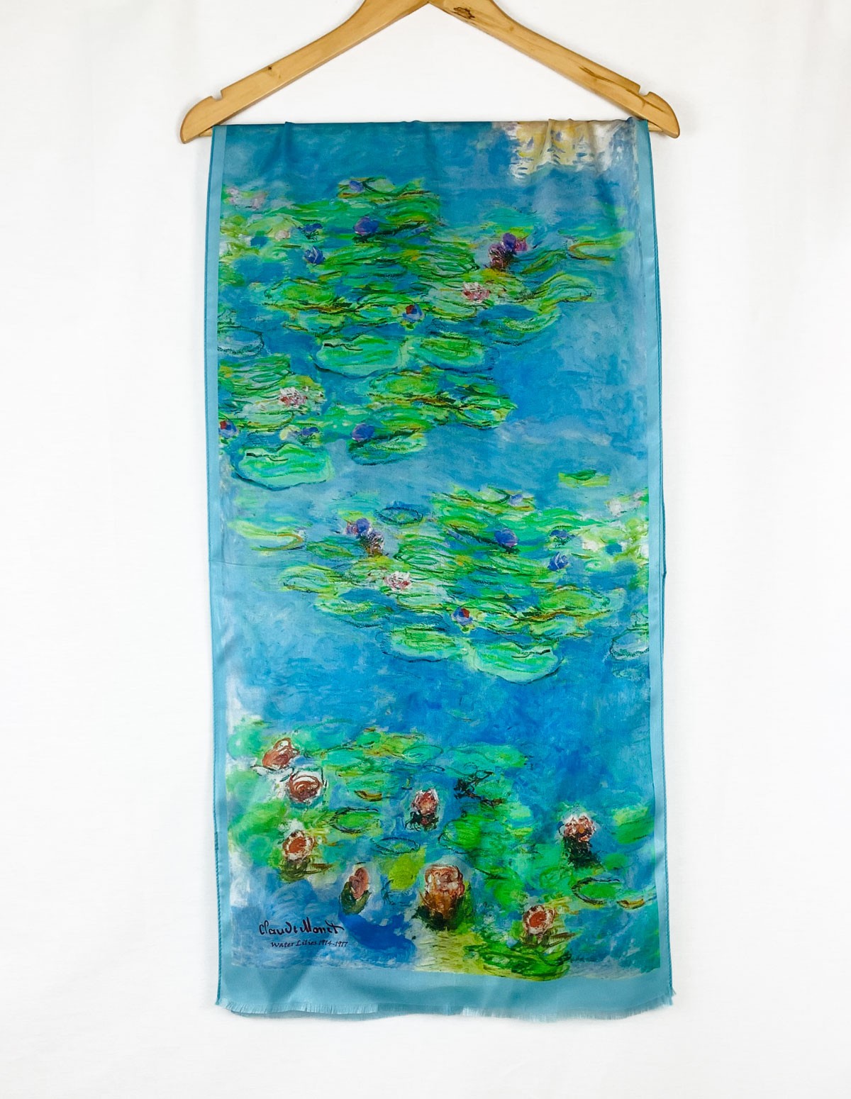 Claude Monet Water Lilies (Nilüferler) Tablo İpek Şal 45x165