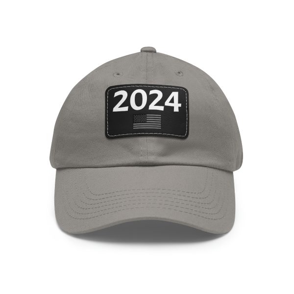 Gray Hat with Leather Patch 2024 US flag