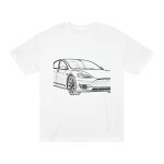 T-shirt white tesla car