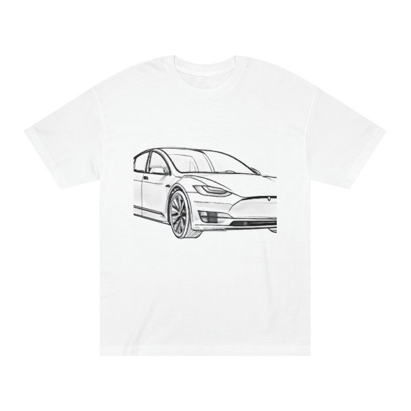 T-shirt white tesla car