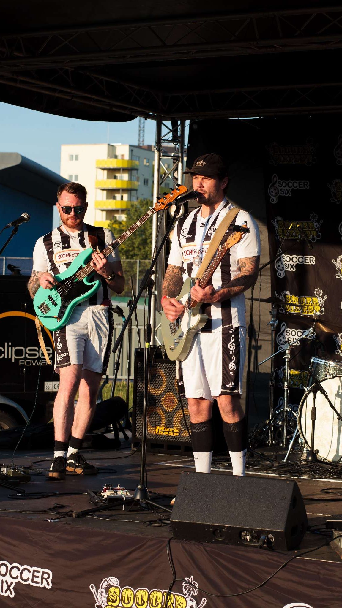 Band on stage performing