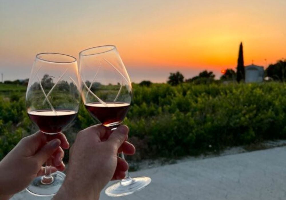 wine tasting tour with a stunning sunset