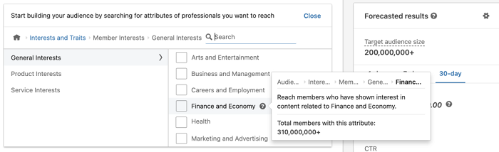 LinkedIn interest targeting