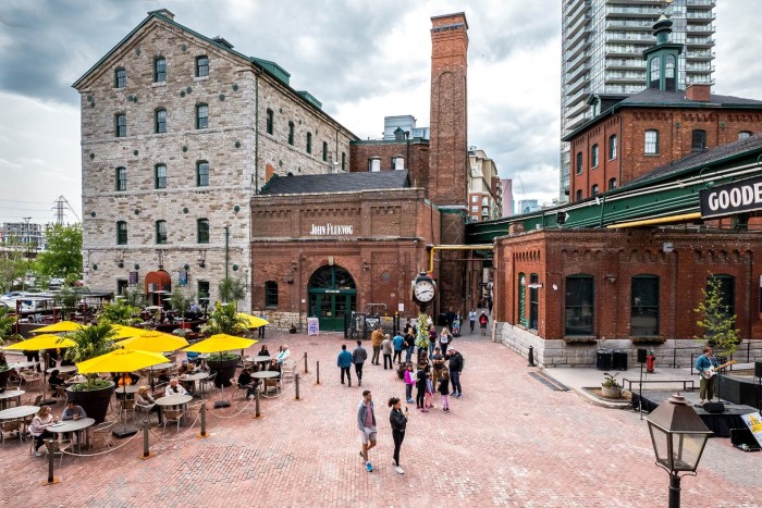 Victorian industrial architecture in Toronto’s Distillery district – now converted into restaurants and shops 