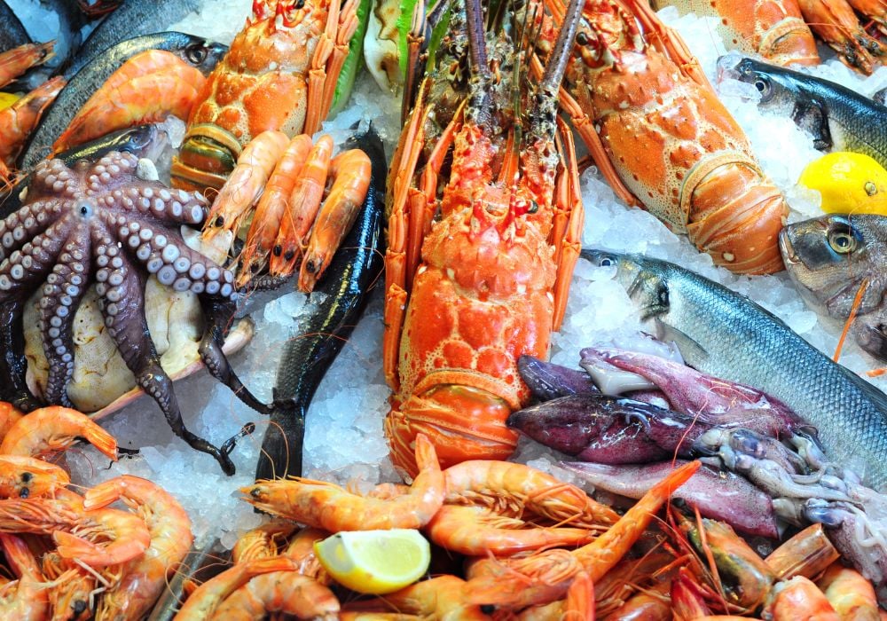 A variety of fresh local seafood
