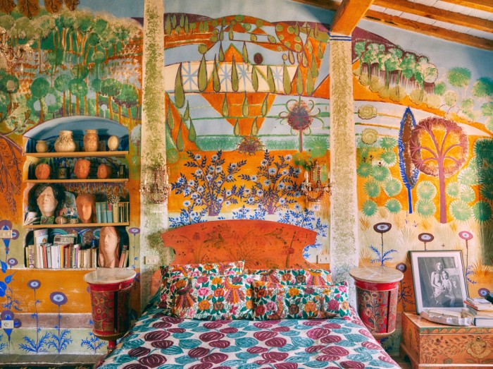 The bedroom’s frescoes are by Gorky, and Spender’s portraits of the family sit in the alcove