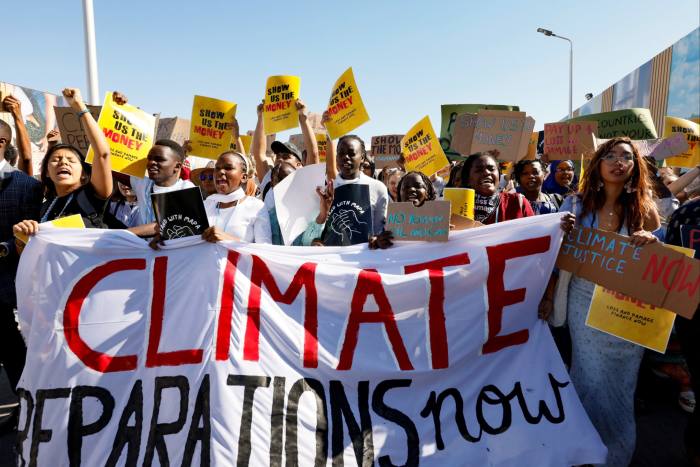 International climate activists take part in the Fridays for Future strike during the COP27 climate summit, in Sharm el-Sheikh, Egypt, last November 