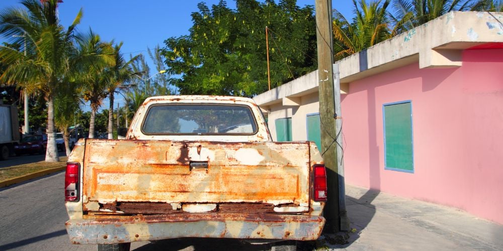 Pickup truck as transportation in Puerto Escondido, Oaxaca