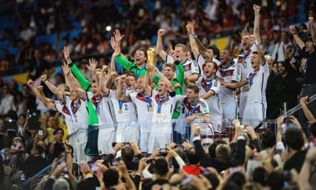 Philipp Lahm lifts the World Cup after Germany beat Argentina in the 2014 final.