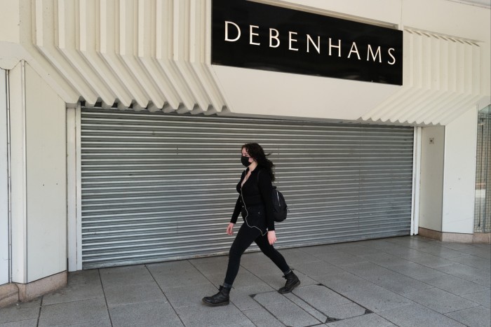 Shutters on Debenhams’ store in Cardiff 