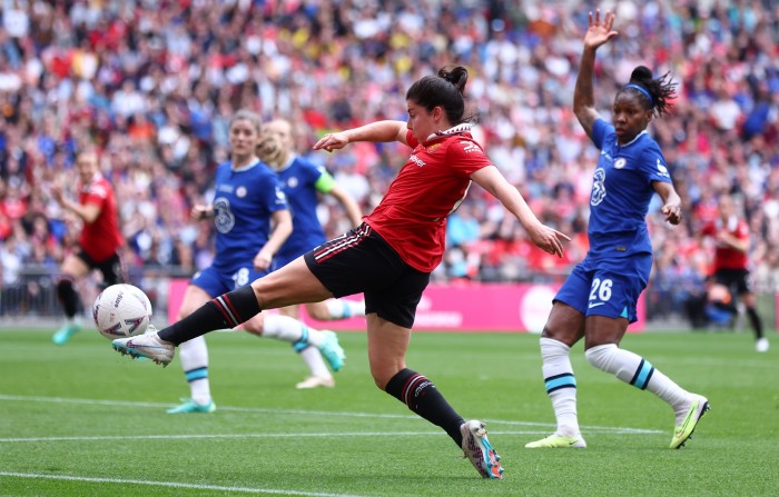 Manchester United’s Lucia Garcia in last year’s women’s FA Cup final against Chelsea