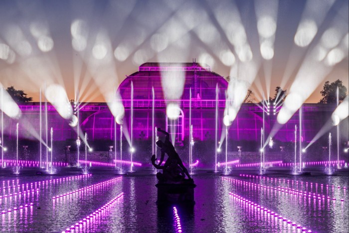 The Palm House in purple and white lights as part of Kew Gardens’ festive spectacular