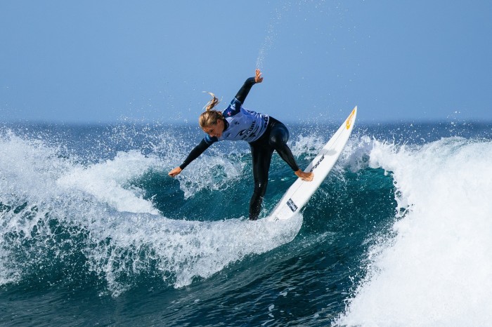 Eight-time World Surf League champion Stephanie Gilmore of Australia riding a wave at last year’s Rip Curl Pro Bells Beach 