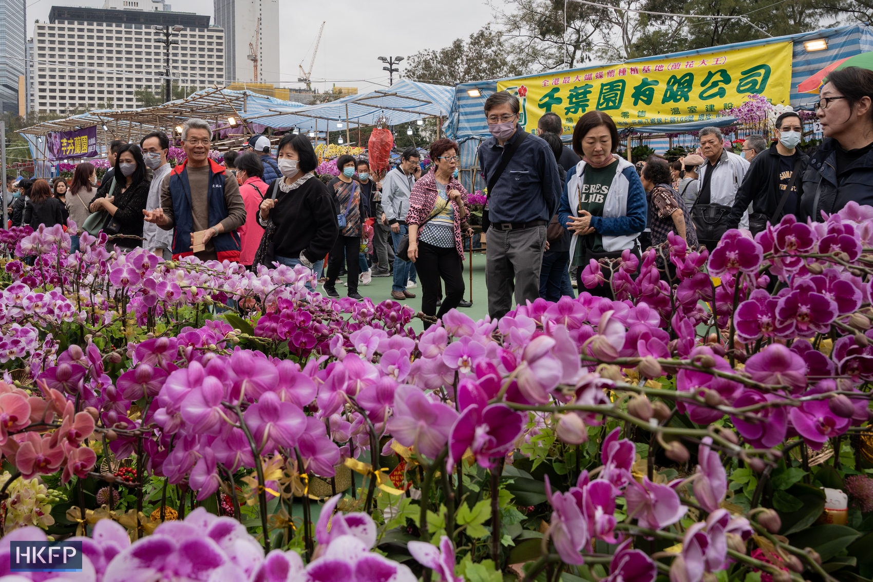 People at a Lunar New Year Fair in Causeway Bay's Victoria Park, in Hong Kong, on February 5, 2024. Photo: Kyle Lam/HKFP.