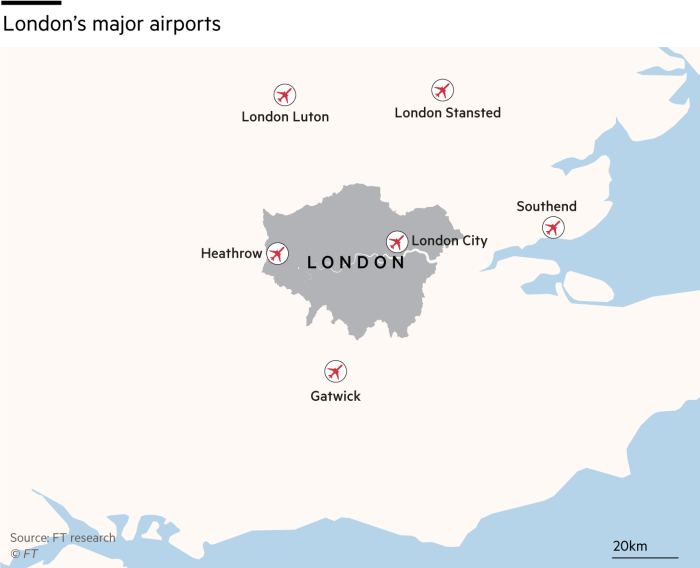 London’s major airports maps