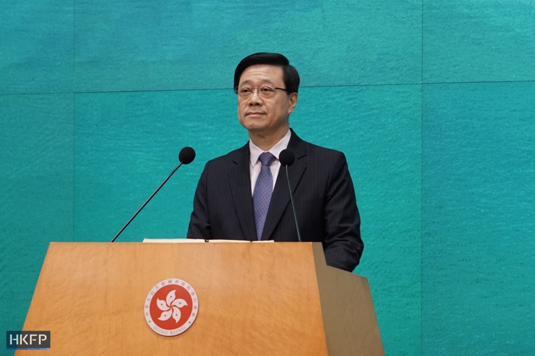 Chief Executive John Lee meets the press on October 31, 2023. Photo: Hans Tse/HKFP.
