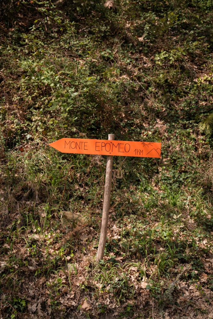 A wooden sign bears the words Monte Epomeo