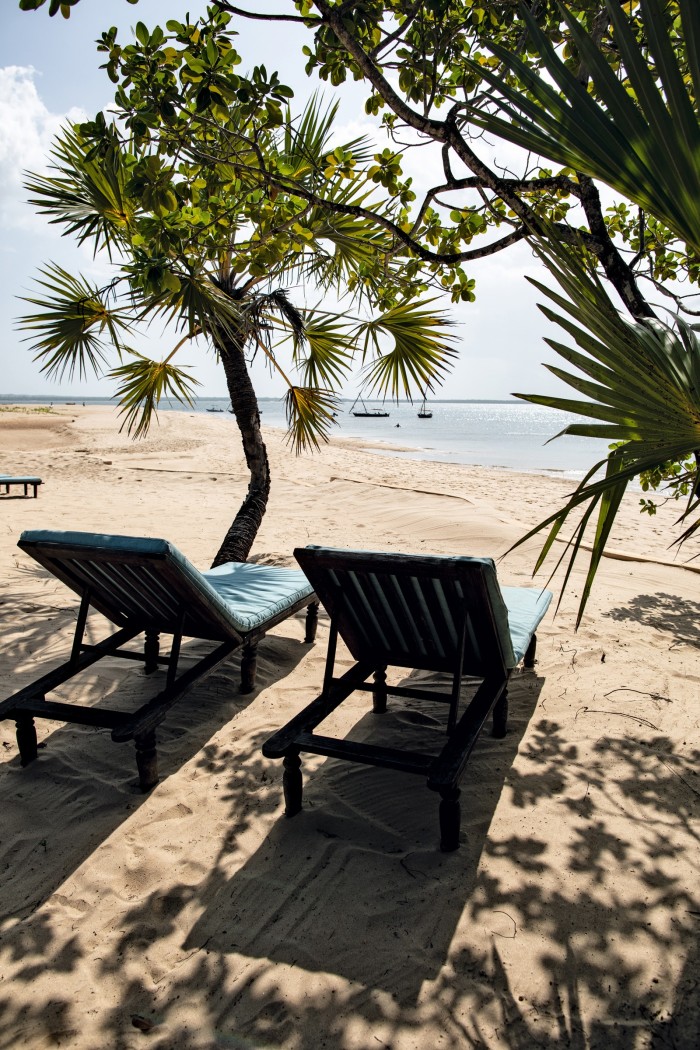Sunloungers at Majlis Resort on Manda Island, opposite the Peponi Hotel
