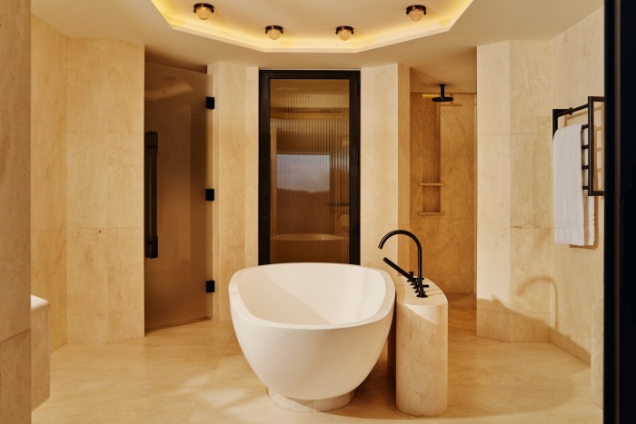 A bathroom in one of the André Fu-designed suites