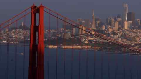The Golden Gate Bridge in front of San Francisco