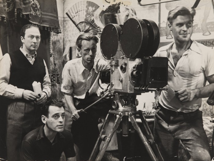 Four men behind the cameras during the production of the 1938 Swiss drama ‘Füsilier Wipf’