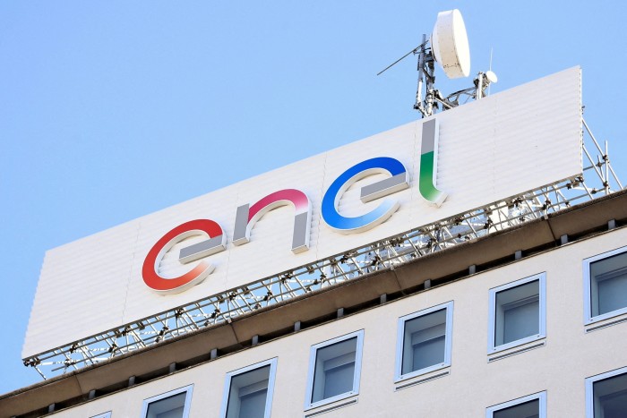 Enel’s logo on top of a building