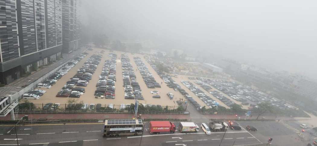 flooded carpark tseung kwan o