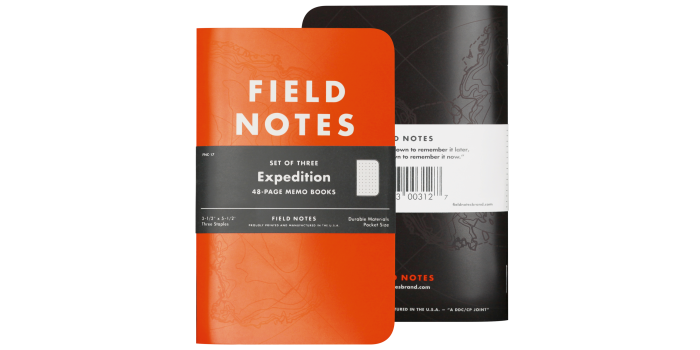 Field Notes Expedition waterproof notebooks, £14.50 for a set of three
