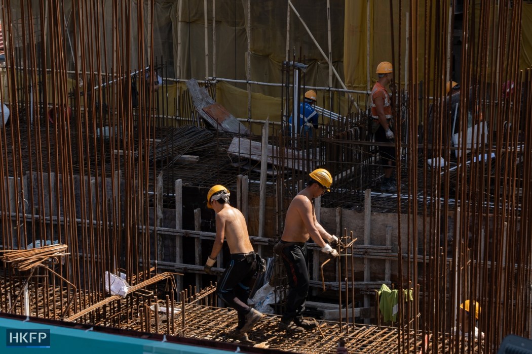 Construction at the Coast Line properties. Photo: Kyle Lam/HKFP.